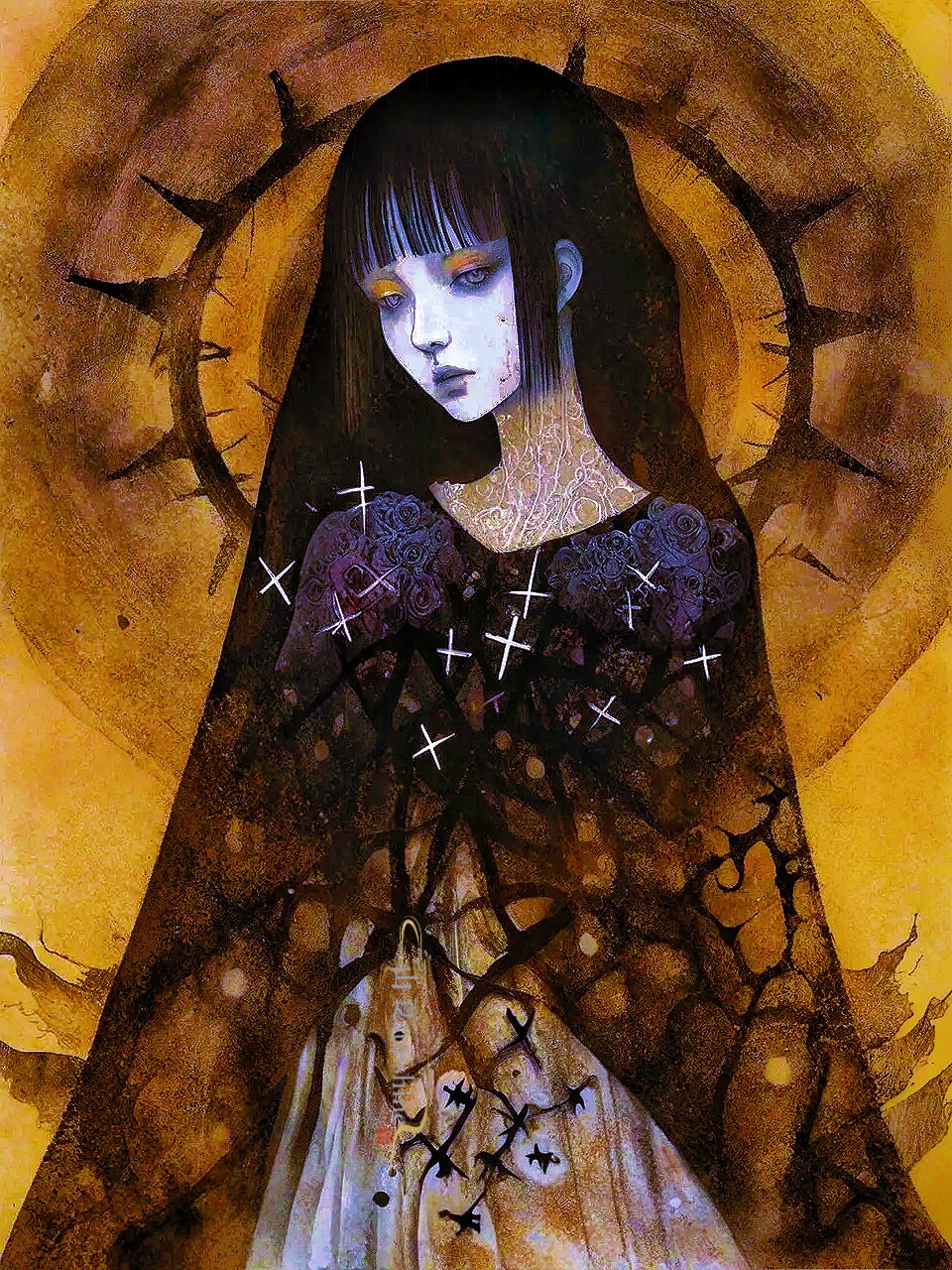 不详赋|在我已经入殓的心上，生命的玫瑰展开了枝桠#怪诞美学#充能计划画画#玫瑰少女