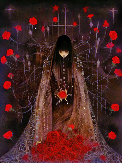 不详赋|在我已经入殓的心上，生命的玫瑰展开了枝桠#怪诞美学#充能计划画画#玫瑰少女