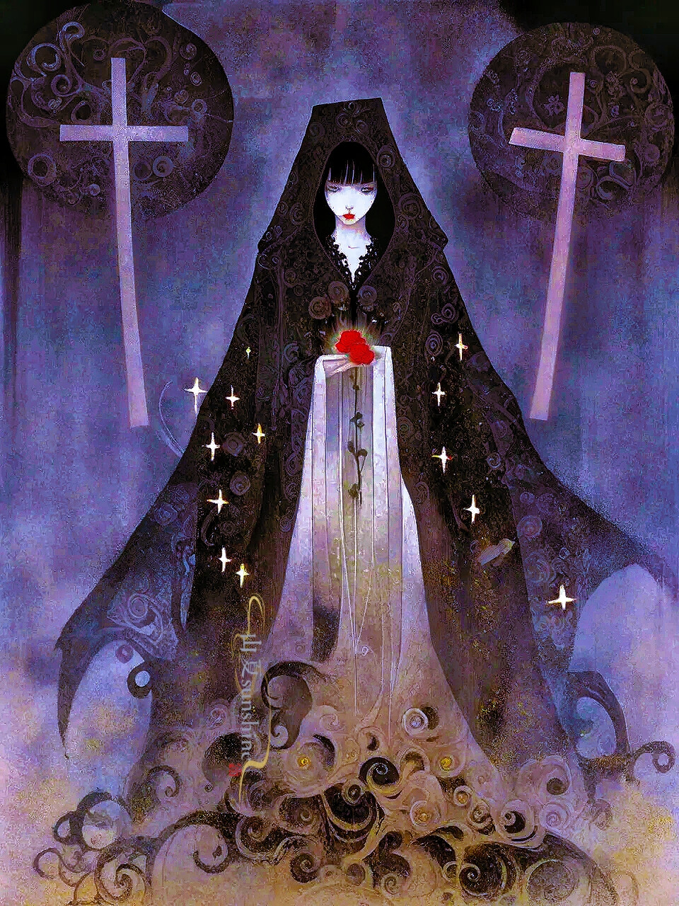 不详赋|在我已经入殓的心上，生命的玫瑰展开了枝桠#怪诞美学#充能计划画画#玫瑰少女