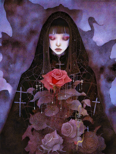 不详赋|在我已经入殓的心上，生命的玫瑰展开了枝桠#怪诞美学#充能计划画画#玫瑰少女