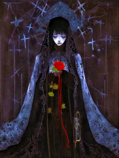 不详赋|在我已经入殓的心上，生命的玫瑰展开了枝桠#怪诞美学#充能计划画画#玫瑰少女