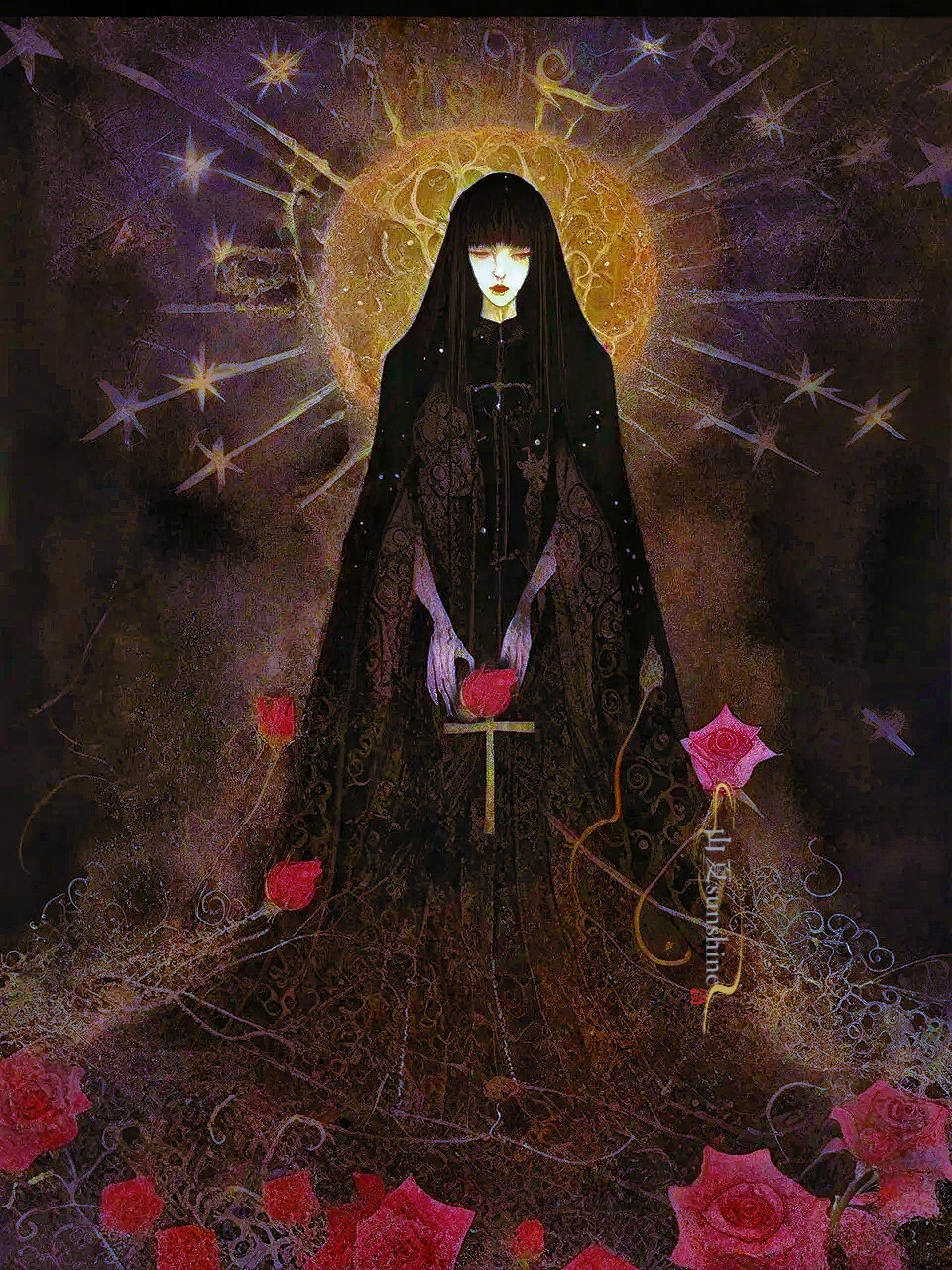 不详赋|在我已经入殓的心上，生命的玫瑰展开了枝桠#怪诞美学#充能计划画画#玫瑰少女