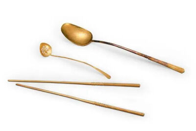 明代 金箸、金漏勺、金匙湖北省博物院藏