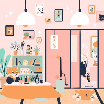 猫咪插画 画师:Jenny-Lelong