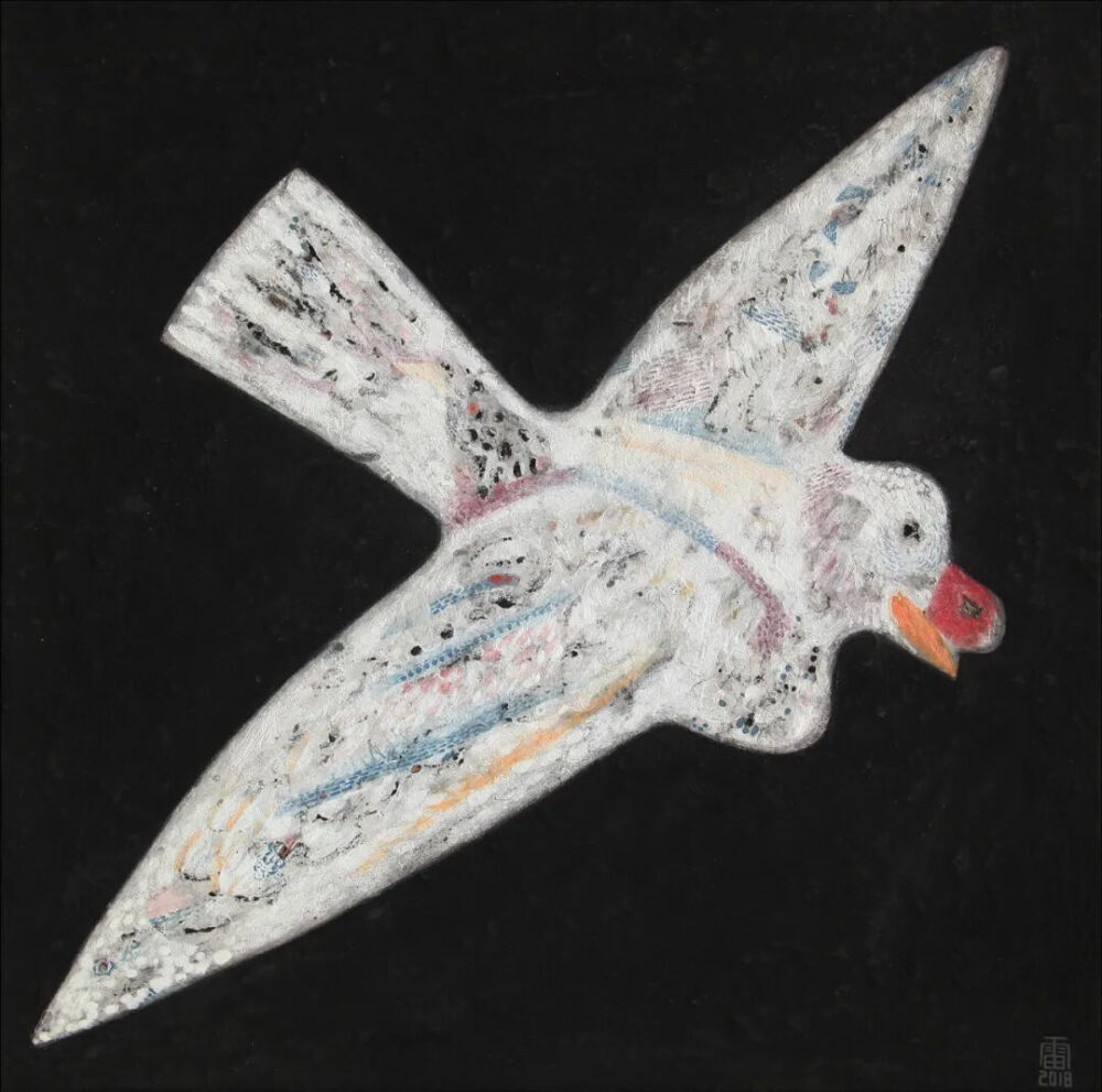 《自由如你》70cmX70cm 布面岩彩 2018