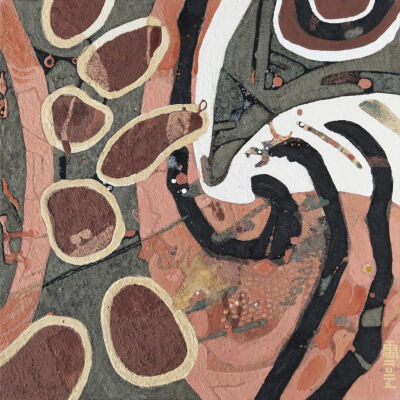 《天机-热耳酸心》35cmX35cm 布面岩彩 2015