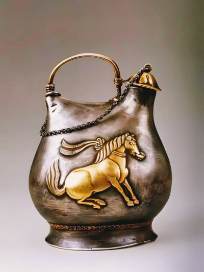 唐代 鎏金舞马衔杯纹银壶陕西历史博物馆藏