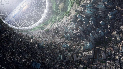 未来都市穹顶 科幻 未来城市 穹顶建筑 4K