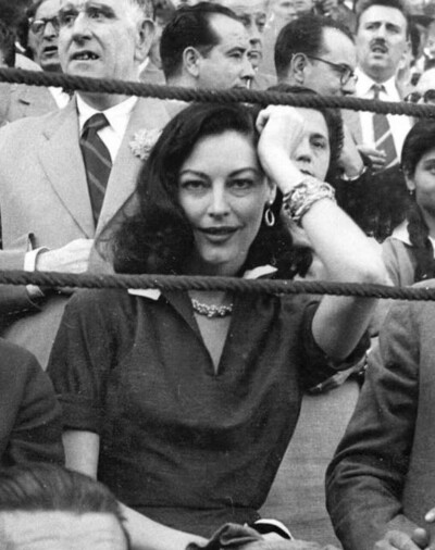Ava Gardner at a bull fight in Spain, 1955.