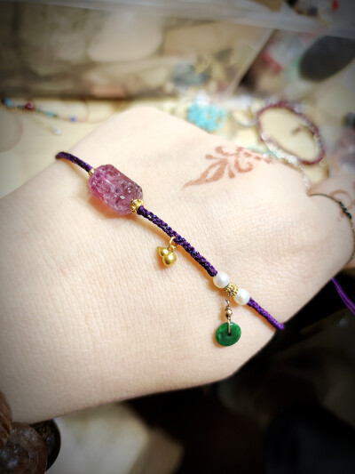 精致手绳，绿松，雷击木