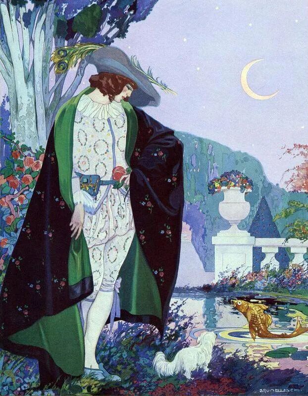 1912年版查尔斯·佩罗童话集《鹅妈妈童谣》插图｜意大利插画家Umberto Brunelleschi（1879—1949）