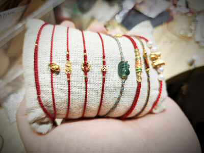 精致手绳，绿松，雷击木