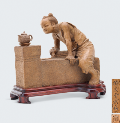 段泥铺砂供春塑像 徐秀棠作品中国嘉德2021年秋季拍卖会成交价：RMB 345,000