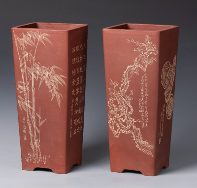 扦筒一对 任淦庭、徐秀棠 中国嘉德2011秋季拍卖会成交价：RMB 322,000