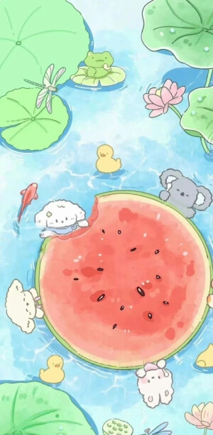 夏天 西瓜 壁纸 手机壁纸 插画