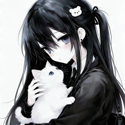 动漫情头可爱情侣头像男朋友女朋友黑白调