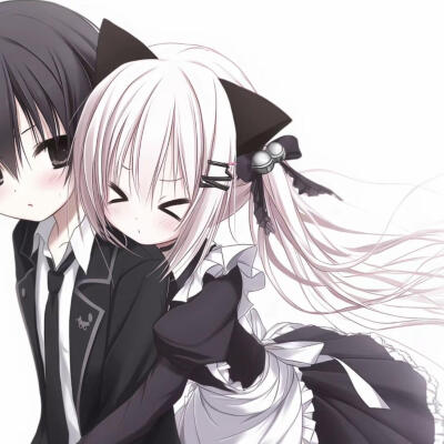 动漫情头可爱情侣头像男朋友女朋友黑白调