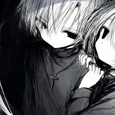 黑白情侣头像男朋友女朋友动漫可爱忧郁