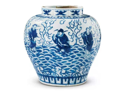 明嘉靖 青花海水八仙图罐 天津博物馆藏