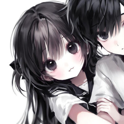 动漫情头可爱情侣头像男朋友女朋友黑白调