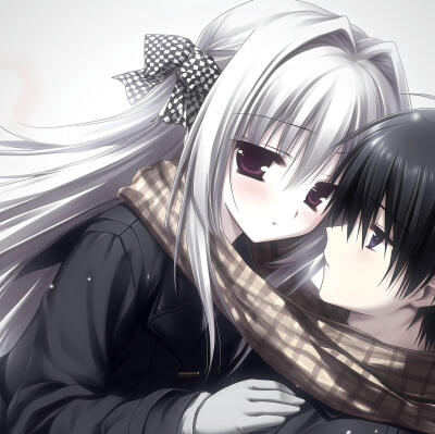 动漫情头可爱情侣头像男朋友女朋友黑白调