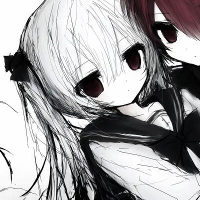 黑白情侣头像男朋友女朋友动漫可爱忧郁