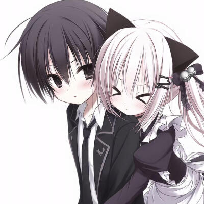 动漫情头可爱情侣头像男朋友女朋友黑白调