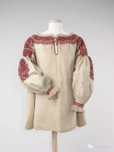 衬衫日期:19世纪晚期文化:西班牙媒介:亚麻、丝绸