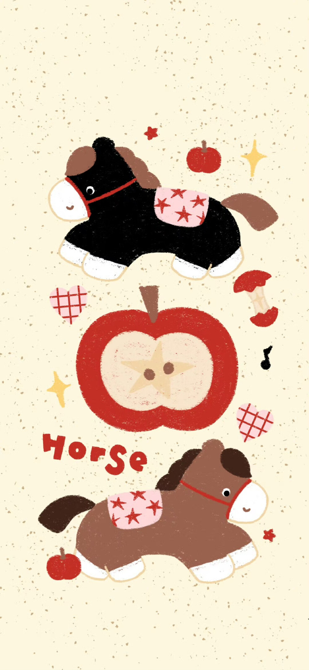 2026马年苹果系列涂鸦壁纸