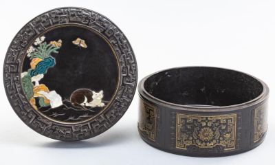 清乾隆 紫檀黑漆描金百宝嵌耄耋水仙纹圆盖盒观复博物馆藏