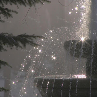松枝旁的喷泉淌着光瀑，是寒雪天里悬着的银河