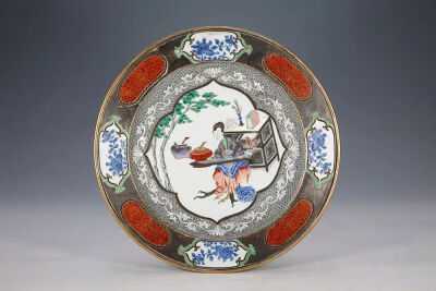 清雍正  粉彩仕女图盘观复博物馆藏