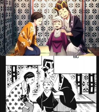 童磨
自拼 无限城第一章上二战（上半场）动画漫画对比
用目前被传上流媒的源拼对比好了 漫画选了东立版（繁体黑白）