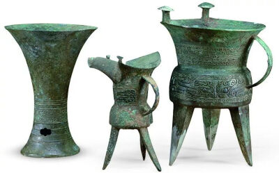 商代  铜觚、爵、斝组合