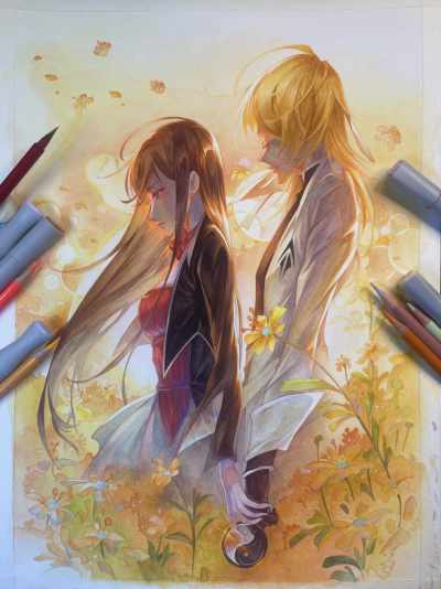 穆逢春绘制，《斗罗大陆》漫画同人创作。《你的眼睛》-戴沐白和朱竹清。(来源于网络，侵权删)