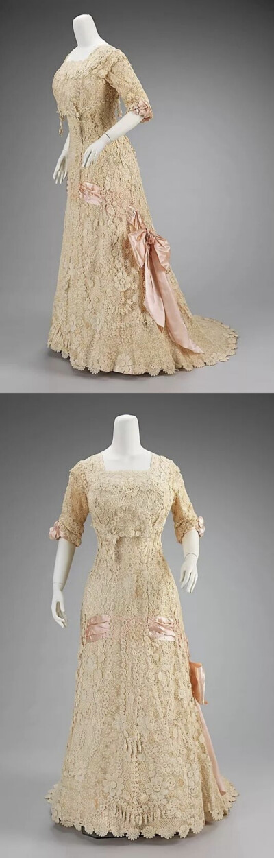 Afternoon dress (1908-10) made of cotton and silk