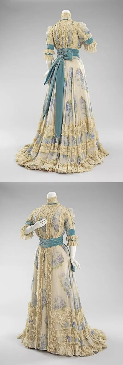 法国午后裙，由Jacques Doucet设计，丝绸，亚麻和莱茵石