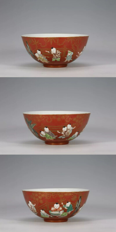 清嘉庆 珊瑚红地粉彩描金婴戏纹大碗
观复博物馆藏