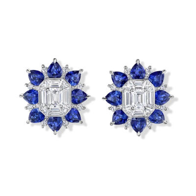 海瑞温斯顿 New York高级珠宝系列718Marble Marquetry 蓝宝石和钻石耳环