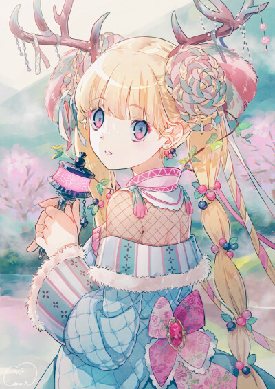 插画 画师：二反田こな 绘画作品
来源@帕布瑞卡（微博）