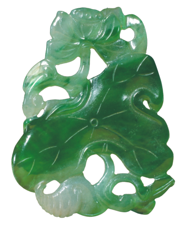  清 翠镂荷花背云