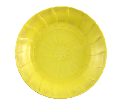 清雍正 淡黄釉莲蓬式盘