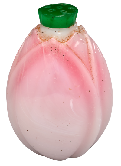   清 料石荷花形鼻烟壶