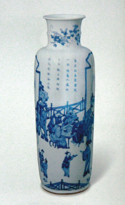 清康熙  青花“十八学士图”棒槌瓶北京故宫博物院藏