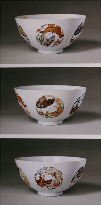 清雍正  粉彩团蝶纹碗观复博物馆藏