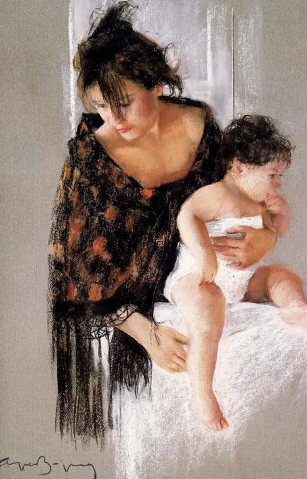 卡耶塔诺·德·阿尔克尔·布伊加斯是一位西班牙当代画家，以高度精致、富有心理暗示的具象绘画而受到关注。他的作品多以人物为主体，画面气氛冷静而克制，人物常呈现出沉默、内省或若有所思的状态。布伊加斯擅长运用细腻而严谨的写实技法、柔和却精准的光线处理，以及简化而考究的构图，使人物仿佛被定格在情绪尚未言明的瞬间，画面具有强烈的静止感与时间感。