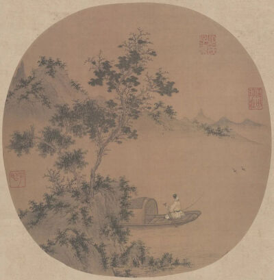 秋溪钓艇图 元代 盛懋