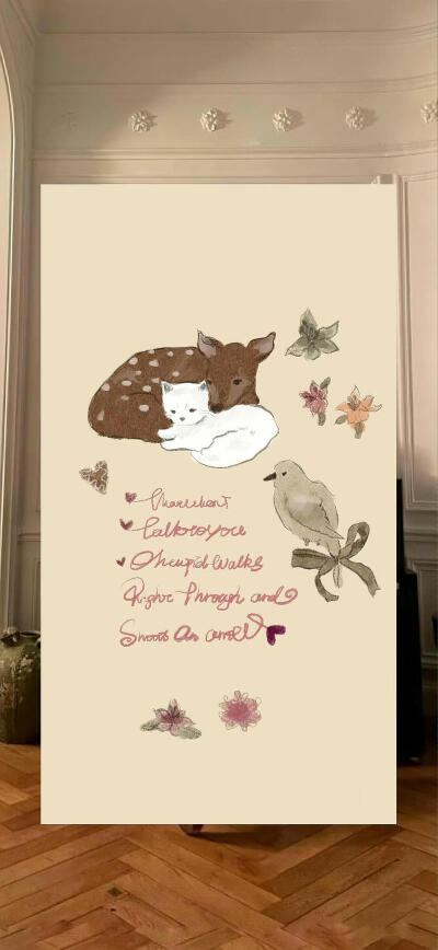 鹿与猫的午后甜梦