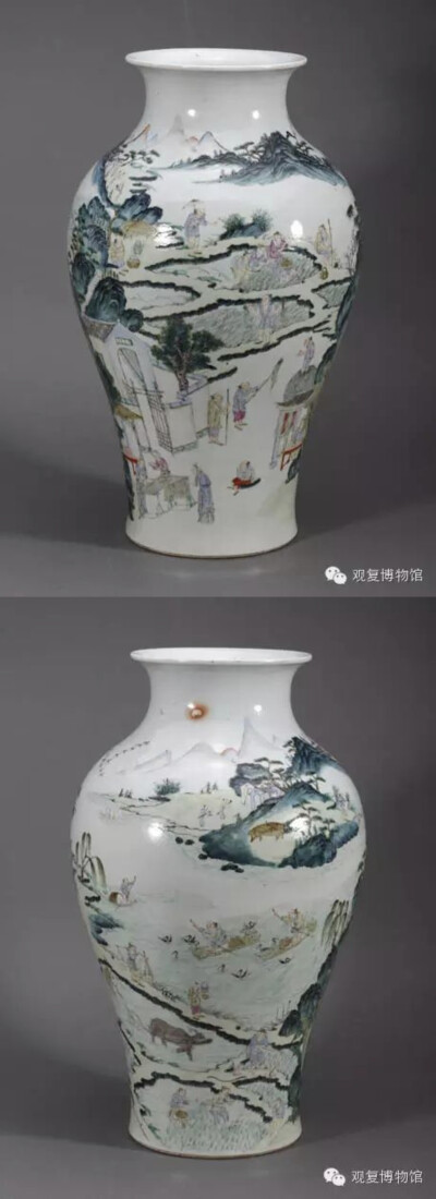 粉彩渔樵耕读纹观音瓶 清乾隆
观复博物馆藏
