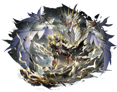 铠甲勇士帝皇侠，联动皮肤帝昭天道。网游《奥奇传说》联动《铠甲勇士》。(来源于网络，侵权删)